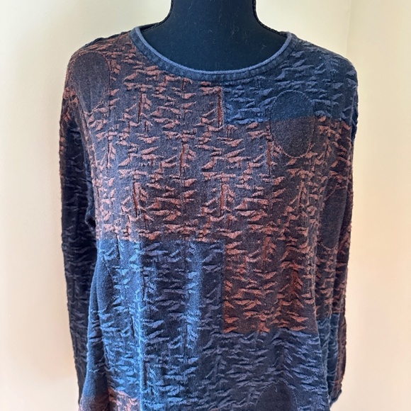 *PATRIZIA LUCA* Blue x Orange Long Sleeve Top Size L/XL - Picture 2 of 7